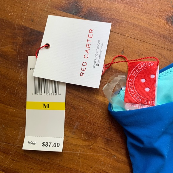 Red Carter Blue One-Shoulder Bikini Top 👙 - Picture 7 of 8